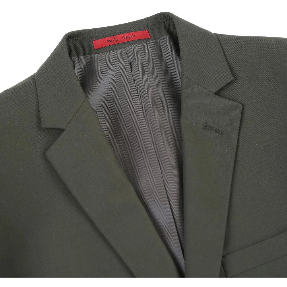 Abito Vanderbilt Collection: Eleganza senza tempo, taglio classico e oliva vibrante, due bottoni per un fascino irresistibile.